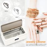 Jewelry Ultrasonic Cleaner for Gold Silver Ring Earring All Jewelry, Small Sonic Cleanser Machine for Eyeglass Watch Coin Retainer at-Home or Travel Use(300ML)