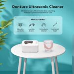 HLFLYG Professional Ultrasonic Cleaner for Dentures, Retainer, Mouth Guard, Aligner, Whitening Trays, all Dental and Sleep Apnea Appliances (46kHz, 24W, 6.67oz)-White