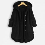 Winter Coats for Women Fashion Hooded Cardigan Fleece Faux Fur Coat Long Sleeve Teddy Jackets Button Fluffy Pullover Coat