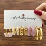 32 Pairs Gold Hoop Earrings Set for Women Girls, Fashion Chain Link Hoop Stud Drop Dangle Earrings Boho Statement Hypoallergenic Earrings for Christmas Jewelry Gift