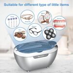 VLOXO Ultrasonic Cleaner with Digital Display 700ml Touch Screen Device Ultrasonic Cleaning Device Ultrasonic Bath Ultrasonic Cleaner Machine for Watches Jewelry Razor Heads Coin(Silver)