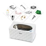 Ultrasonic Jewelry Cleaner, VLOXO Ultrasonic Cleaner Machine Portable 15oz Touch Control with Watch Holder for Jewelry, Rings, Brushes, Eyeglasses, Retainer, Watches, Coins, Dentures- White
