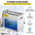 VEVOR Ultrasonic Cleaner, 36KHz~40KHz Adjustable Frequency, 3L 110V, Ultrasonic Cleaning Machine w/Digital Timer and Heater, Lab Sonic Cleaner for Jewelry Watch Eyeglasses Coins, FCC/CE/RoHS Listed