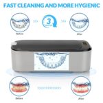 46KHz Ultrasonic Jewelry Cleaner Machine with UV Light for Retainer Dentures, Rings, Glasses 550ml Aligner Cleaner Machine for Mouth Guard Whitening Tray Cleaning Home Use