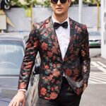COOFANDY Mens Floral Tuxedo Jackets One Button Stylish Dinner Wedding Party Dress Suit Blazers Jacket
