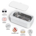 Ultrasonic Jewelry Cleaner Dental Pod-Deep Cleaning Machine 45Khz Ultrasonic Cleaner, Cleaning Stainless Steel 304 High Capacity 350ML Tank, Silver Cleaner for Ring, Earing, Glasses, Watches, Coins