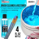 U.S. Art Supply Brush Cleaner and Restorer, 4 Ounce Bottle – Quickly Cleans Paint Brushes, Airbrushes, Art Tools – Cleaning Solution to Remove Dried On Acrylic, Oil and Water-Based Paint Colors