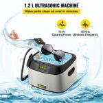 VEVOR Ultrasonic Machine, 1.2L Ultrasound Cleaner Machine, 40KHz Diamond Cleaner, 4 Buttons Jewelry Cleaner Machine, 70W Professional Ultrasonic Cleaner for Jewelry, Eyeglasses, Watches, Coins, Rings