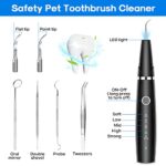 Ultrasonic Dog Teeth Cleaning Kit for Pet Teeth Cleaning, Dog Plaque Remover for Teeth, 5 Modes Dog Tartar Remover for Teeth Care to Remove Stains Calculus, 10 in 1 Pet Cleaner Toothbrush (Black)