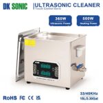 DK SONIC Touch Ultrasonic Cleaner with Heater,Digital Timer and Basket Multiple Cleaning Mode for Lab Tools, Metal Parts, Carburetor, Fuel Injector, Brass, Auto Parts, Engine Parts, etc (15L, 110V)