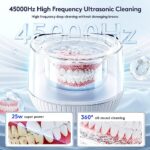 Ultrasonic Retainer Cleaner Machine – Ultrasonic UV Cleaner for Dentures, Aligner, Mouth Guard, Whitening Trays, Toothbrush Head, 45kHz Ultrasonic Cleaning Machine for All Dental Appliances, Jewelry