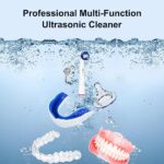 Ultrasonic U-V Cleaner for Dentures, Retainer, Mouth Guard, Aligner, Whitening Trays, Toothbrush Head, 45kHz Ultrasonic Jewelry Cleaner, 200ML Ultrasonic Retainer Cleaner Machine at-Home or Travel Use