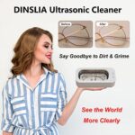 Ultrasonic Jewelry Cleaner, 47KHz Upgrade Ultrasonic Cleaner Machine SUS 304 with 350ML Tank, 18W Portable Household Ultrasonic Retainer Cleaner for Glasses, Necklaces, Makeup Brush, Dentures,Toys
