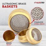 Ultrasonic Cleaner Baskets for Small Parts | Set of 3 Ultrasonic Parts Cleaner Basket with Screw Lock | Brass Body Stainless Steel Mesh Jewelry Steam Cleaner for Jewelry & Watch Parts | by MaxoPro