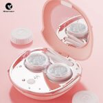 Contact Lens Cleaner Case, Portable Ultrasonic Contact Lens Cleaner with USB Charger, Travel Contact Lens Box with Mirror Suitable for Disposal Soft Lens, Colored Contact Lens, RGP and OK Lens (Pink)