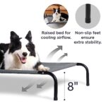 Bedsure Small Elevated Cooling Outdoor Dog Bed – Raised Dog Cots Beds for Small Dogs, Portable Indoor & Outdoor Pet Hammock Bed with Skid-Resistant Feet, Frame with Breathable Mesh, Grey, 35 inches