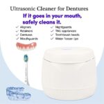 Ultrasonic Cleaner for Dentures,LXIANGN 25W Ultrasonic Denture Cleaner Ultrasonic Cleaning Machine for Dental,Jewelry,Diamonds,Aligner,Retainer,Whitening Trays,5 Min/10 Min Two Cleaning Modes