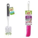 Scotch-Brite Glass and Water Bottle Brush + Scotch-Brite Water Bottle Scrubber, Safe On Multiple Types of Water Bottles, Baby Bottles, Vases, and More