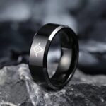 King Will CLASSIC 8mm Black Men’s Tungsten Carbide Ring Polished Masonic Compass Square Free Mason 14