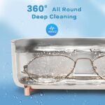 CHWARES Small Ultrasonic Jewelry Cleaner, 40kHZ Portable Ultrasonic Cleaner with Cleaning Solution for Glasses, Rings, Dentures, Razors, Earrings, 4 Time Settings Eyeglass Cleaner Machine, 600ml