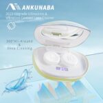 ANKUNABA Ultrasonic Contact Lens Cleaner Machine, Contact Lens Cleaning Case with USB Charger, Timer Display and 5 Contacts Solution Containers Replacement, Fits Soft Hard Colored RGP (Avocado Green)