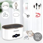 18 Oz Ultrasonic Jewelry Cleaner, Ultrasonic Cleaner with 5 Digital Timer, SUS 304 Tank, Watch Holder, 45kHz Jewelry Cleaner Ultrasonic Machine for Eyeglasses, Watches, Rings, Dentures, Silver