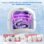 Voraiya® Dental Ultrasonic Cleaner with U-V-C LED Light, Ideal for Dentures, Aligners, Retainers, Night Mouth Guards, Whitening Trays, Toothbrush Heads, Suitable for All Dental Appliances and Jewelry