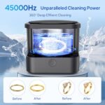 Ultrasonic Jewelry Cleaner, 45kHz Ultrasonic Cleaner Machine for Ring, Braces,Eearings,Shaver Head, Portable Sonic Jewelry Cleaner Clean Pod with 3 Modes,190ml Black