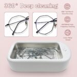 RIOUSV Ultrasonic Jewelry Cleaner, Portable Professional 650ML Ultrasonic Cleaner, Stainless Steel 304 for Cleaning Jewelry Ring Necklaces Eyeglasses Shaver Heads Dentures-White