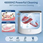 Ultrasonic Retainer Cleaner for Dentures – 48Khz Jewelry Cleaner for Retainer, Aligner, Jewelry, Mouth Guards, Toothbrush Head, Shaver Head
