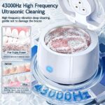 Odotoino Ultrasonic UV Cleaner for Dentures, Retainer, Aligner, Mouth Guard, Toothbrush Head, Shaver Head, Jewelry, Professional Ultrasonic Retainer Cleaner Machine for all Dental, 180ML White