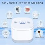 Ultrasonic Retainer Cleaner with UV Light 45000Hz Ultrasonic Cleaner for Dentures Aligners Mouth Guards and Toothbrushes Ultrasonic Jewelry Cleaner Machine with Two Mode Settings and Timer