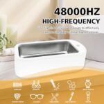 RidaaFri Ultrasonic Jewelry Cleaner 48KHz Eyeglasses Cleaning Machine Professional Sonic Cleaner with 640Ml / 22OZ for Rings, Necklaces, Earring, Dentures, Brush (Grey)