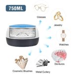 WEST TUNE Ultrasonic Jewelry Cleaner, 750ml Household Professional Ultrasonic Cleaner for Dentures, with 5 Digital Timer for All Dental, Retainer, Aligner, Braces, Jewelry, Glasses, Watches