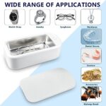 QINUKA Ultrasonic Jewelry Cleaner, 640ML Portable Ring Cleaner with Timer,48Khz Professional Ultrasonic Cleaner for Silver, Eyeglasses, Ring, Earring,Watches, Makeup Brush,Denture,Shaver Head (4)