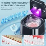 Ultrasonic U-V Cleaner for Dentures – 25W Ultrasonic Retainer Cleaner Machine for Aligner, Mouth Guards, Braces, Toothbrush Heads, 45kHz Ultrasonic Cleaning Machine for All Dental Appliances, Jewelry