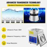VEVOR Ultrasonic Cleaner 2L Digital Ultrasonic Parts Cleaner with Timer 40kHz Professional 304 Stainless Steel Ultrasonic Cleaner 110V for Jewelry, Watch, Glasses, Diamond, Eyeglass