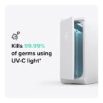 HomeSoap UV Sanitizing Charger | Clinically Proven 360° UV Box Sanitizes Phones, Tablets, Remotes, Toys & More (White)