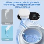 3N ReO2 Contact Lens Cleaner, Electrophoresis Technology, FDA 510K Approval, with Mirror and Tweezer, Deep Clean Soft Lens, Long-Term and Colored Contact Lens, Non-ultrasonic Cleaner (White)
