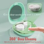 Contact Lens Cleaner, Portable Ultrasonic Contact Lens Cleaning Machine with USB Charger and Solution Soak Case Kit for Soft Lens, Colored Contact Lens, Hard Lens, RGP Lens and OK Lens (Green)