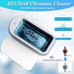 REUMAR Ultrasonic Jewelry Cleaner: 40W 22oz (640ml) Capacity, 2 Timer Modes. Ideal for Jewelry, Watches, dentures and Glasses. White Design.