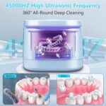 Homesuit Ultrasonic Retainer Cleaner Machine, 45kHz Jewelry Cleaner Ultrasonic, Ultrasonic UV Cleaner for Dentures, Mouth Guard, Toothbrush Head, Ultrasonic Cleaner for All Dental Appliance, Jewelry