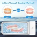 Kunphy Ultrasonic Cleaner for Dentures, Aligners, Retainer, Whitening Trays, Night Dental Mouth Guards, 42KHz 600ml Ultrasonic Jewelry Cleaner Machine for all dental Appliances, Jewelry and Eyeglasses