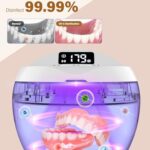 Ultrasonic Retainer Cleaner, 200ML Denture Cleaner for Mouthguard, Aligner and All Dental Appliance with 4 Digital Timer, 45kHz Diamond Cleaner for Rings Jewelry Cleaning, with Cleaning Basket