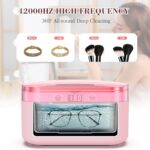 Life Basis Ultrasonic Jewelry Cleaner, 17 OZ Ultrasonic Cleaner with 42kHz, Portable Jewelry Cleaner with 5 Cleaning Timer for Jewelry Eyeglasses Watches Dentures – Pink