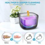 TANAVE Ultrasonic Cleaner for Retainer, Denture, Mouth Guard, Aligner, Whitening Tray, Toothbrush Head, 43kHz 255ML Newly Upgraded Ultrasonic Retainer Cleaner Machine, UV Ultrasonic Jewelry Cleaner