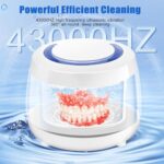 Ultrasonic Retainer Cleaner for Dentures, 180ML Professional Jewelry Cleaner, 43kHz Portable Dental Cleaning Machine for Brite Retainer, Night Mouth Guard, Aligner for All Dental Appliances(White)
