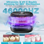 Widitn Ultrasonic Retainer Cleaner, 200ML Retainer Cleaner Machine with U-V Light & 4 Digital Timer & Drying, 46kHz Ultra Sonic Cleaner Pod for Dentures, Retainer, Mouth Guard, Aligner, Jewelry, Ring