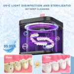Ultrasonic Retainer Cleaner Machine with U-V Light, 45kHz Portable Ultrasonic Cleaner Retainer for Dentures, 190ML Ultrasonic Dental Cleaner for Mouth Guard, Aligner, Invisalign, Jewelry, Ring