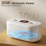 48Khz Ultrasonic Jewelry Cleaner, 30W Ultrasonic Cleaner with 2 UV Lights and Dual Brush Ports, 3 Modes Jewelry Cleaner Ultrasonic Machine with Digital Timer, 12OZ Pod for Eyeglasses, Rings, Retainer